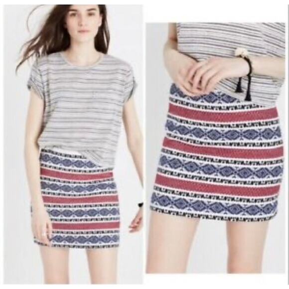 Madewell Dresses & Skirts - Madewell Size 10 Mini Skirt Jacquard Gamine Embroidered Striped Detail Lined